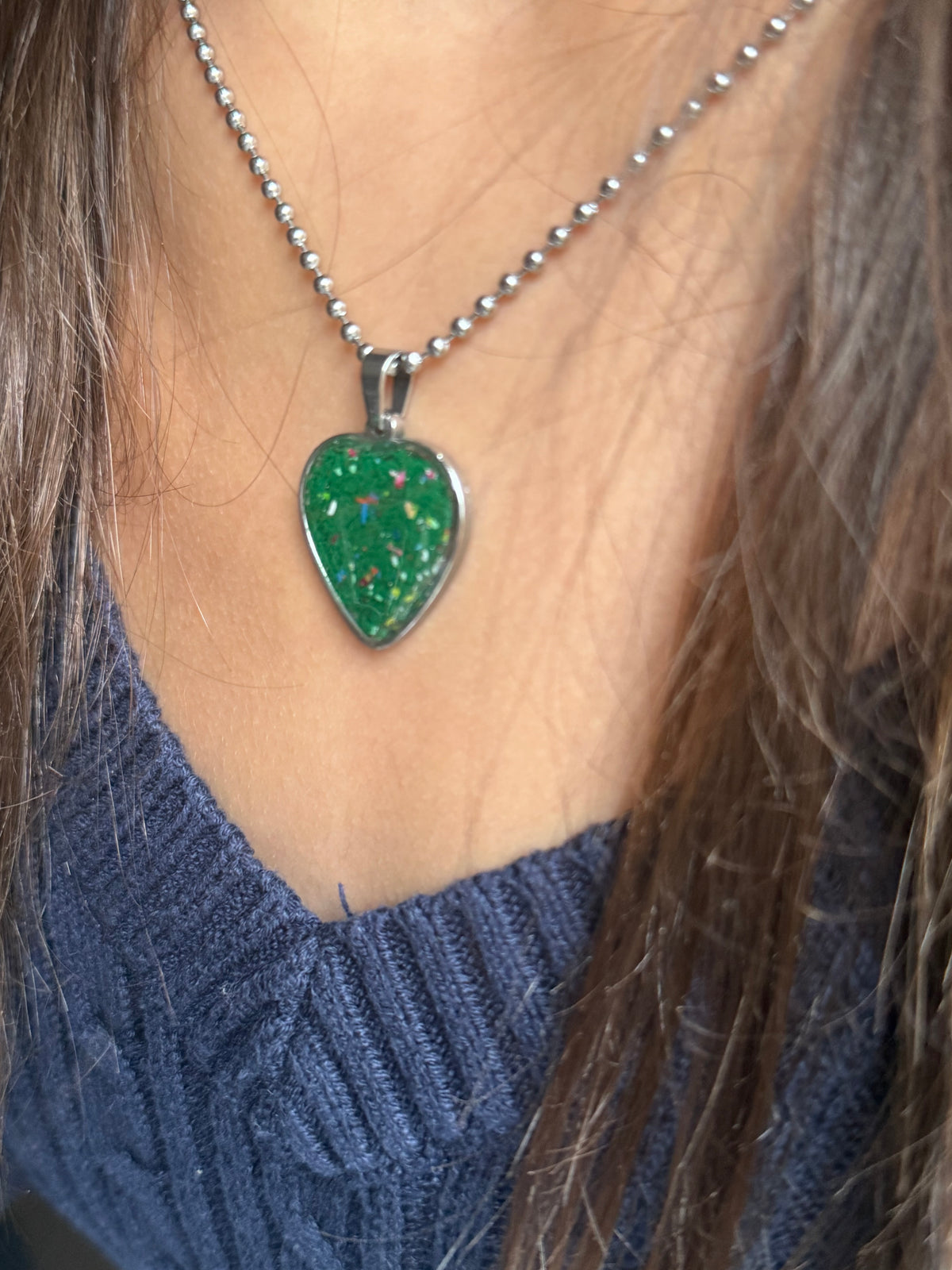 Freckled Green Heart Pendant
