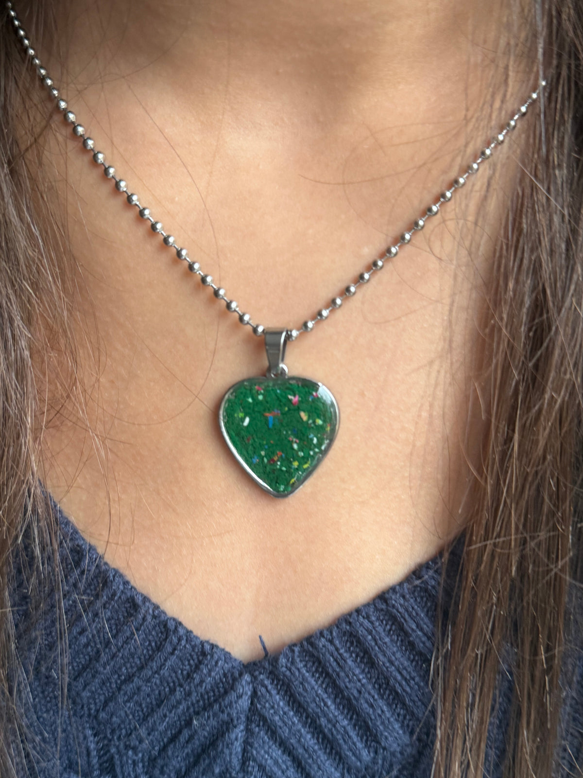 Freckled Green Heart Pendant