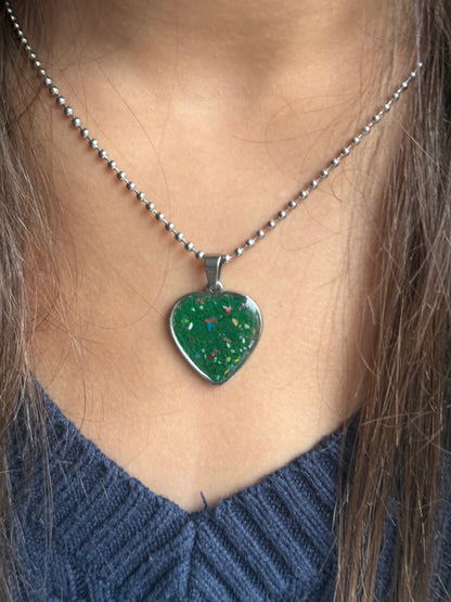 Freckled Green Heart Pendant