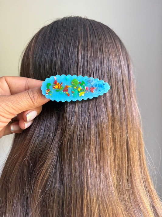 Blue Oval Crayon Pendant (Waved Edges)
