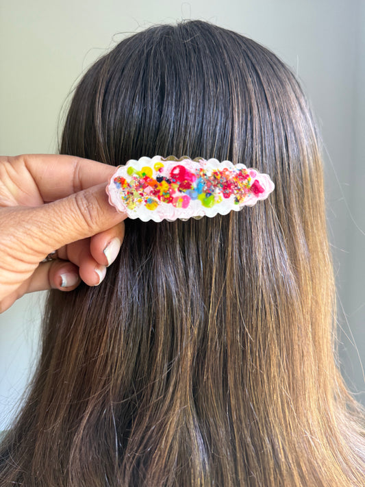 White Pink Oval Crayon Clip