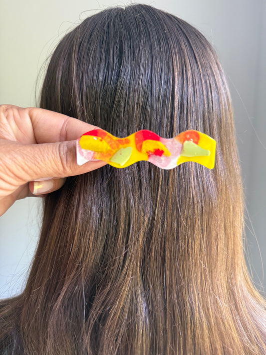 Pink Red Yellow Wave Crayon Clip