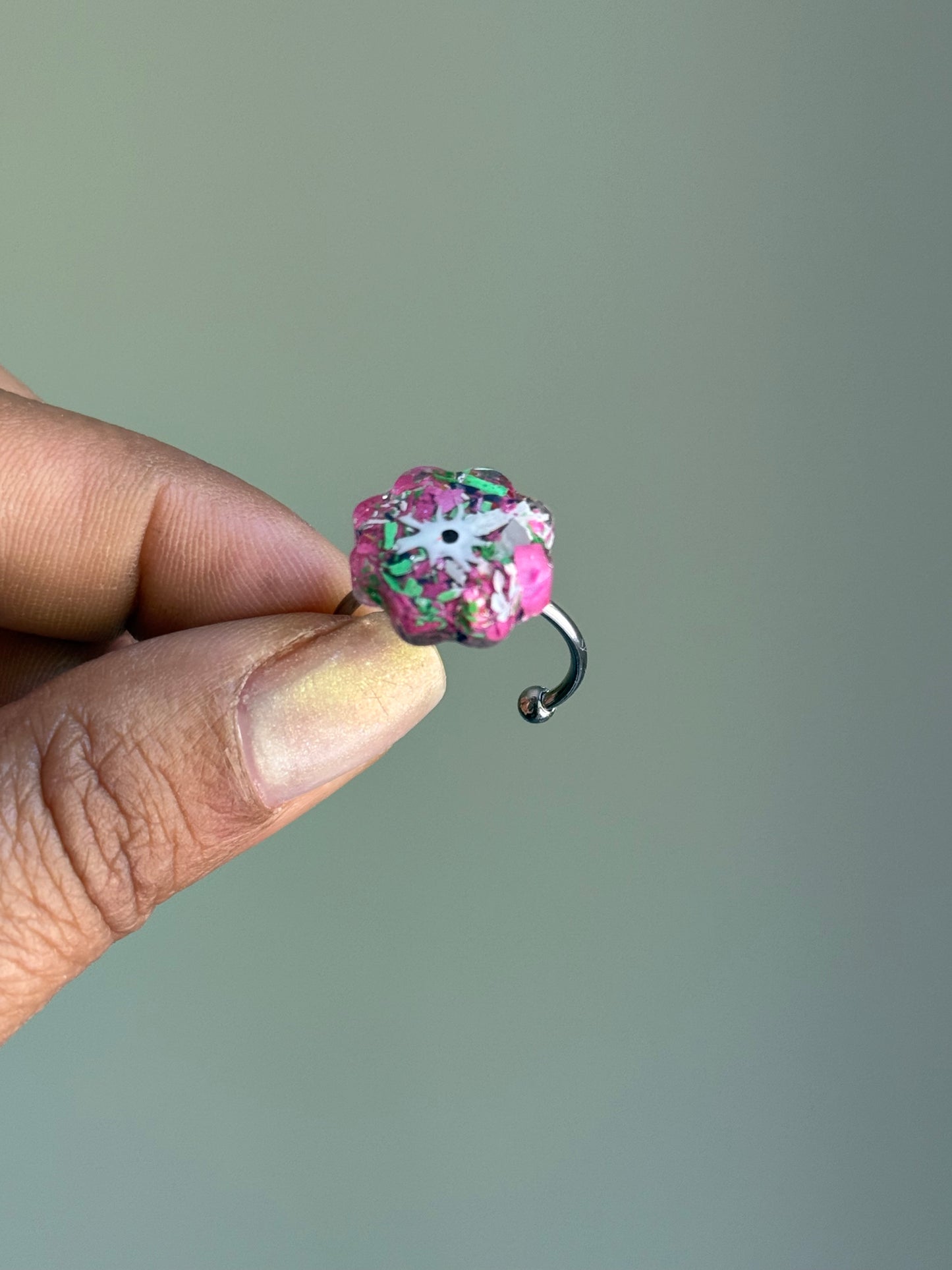 Crayon Blooms Ring (Purples and Greens)