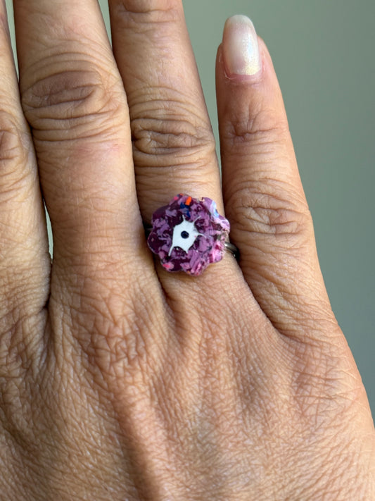 Crayon Blooms Ring (Dark Purple)