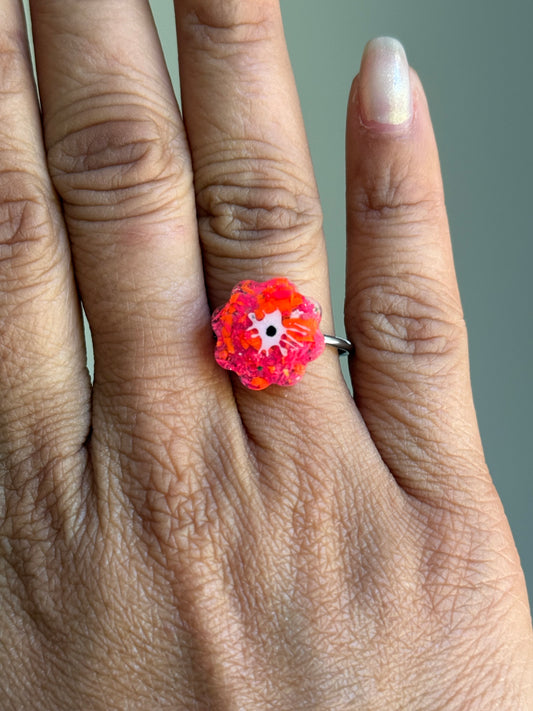 Crayon Blooms Ring (Bold Orange)