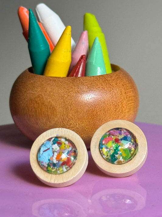 Multicolored Wood Earrings