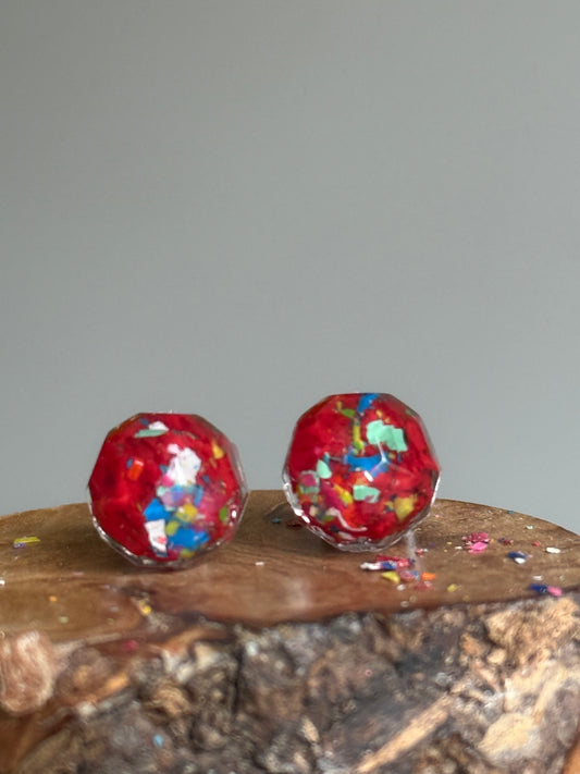 Freckled Red Round Studs