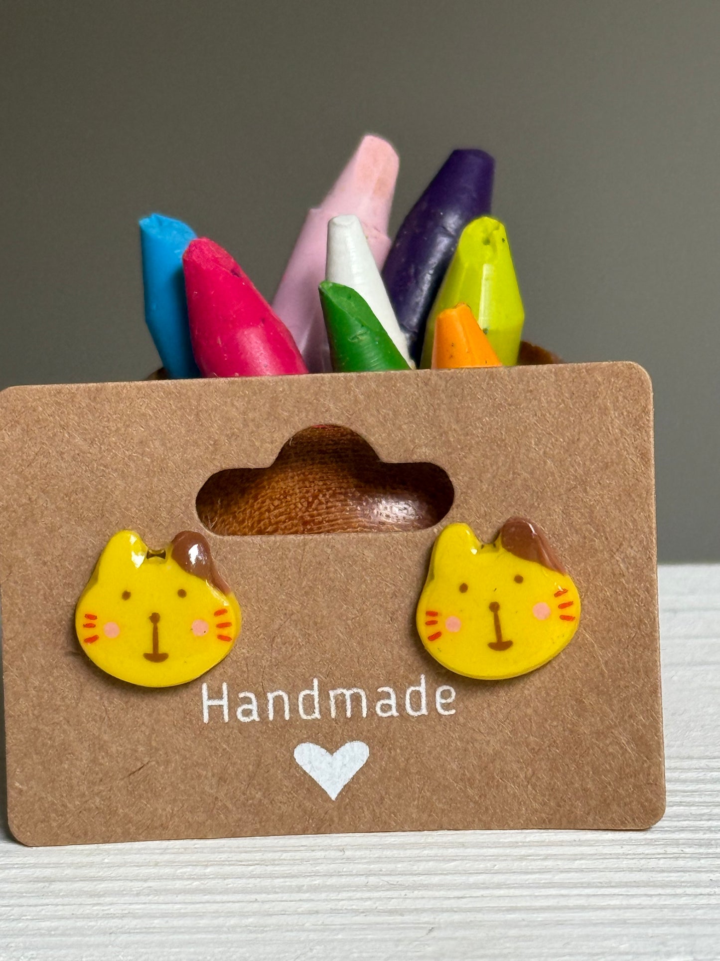 Yellow Cat Eraser Studs