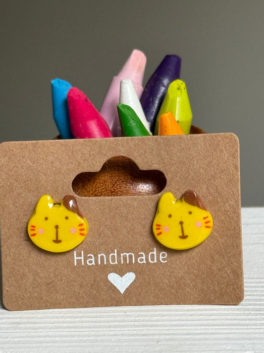 Yellow Cat Eraser Studs