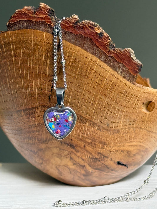 Sarai Small Crayon Heart Pendant (Purples)