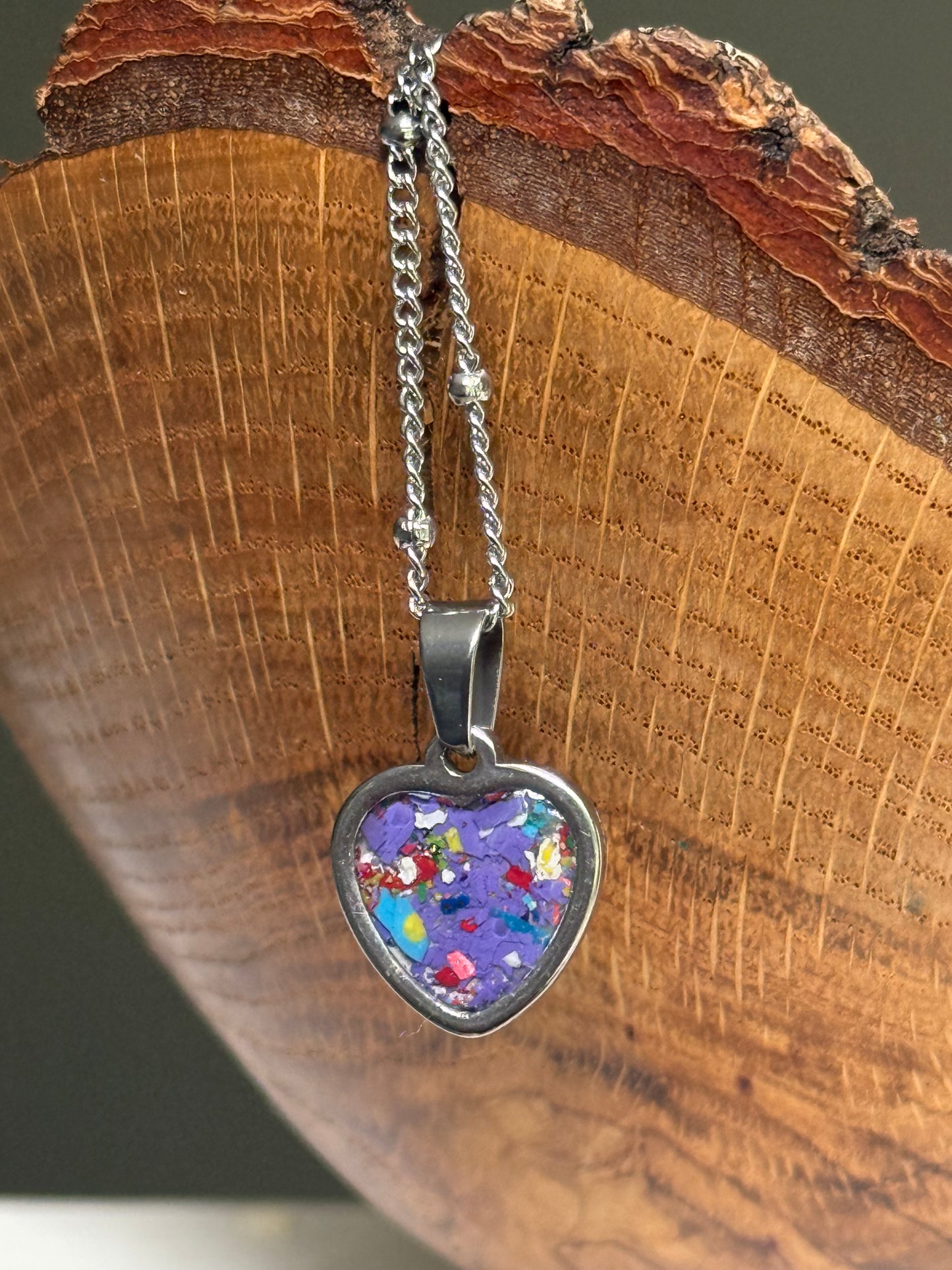 Sarai Small Crayon Heart Pendant (Purples)