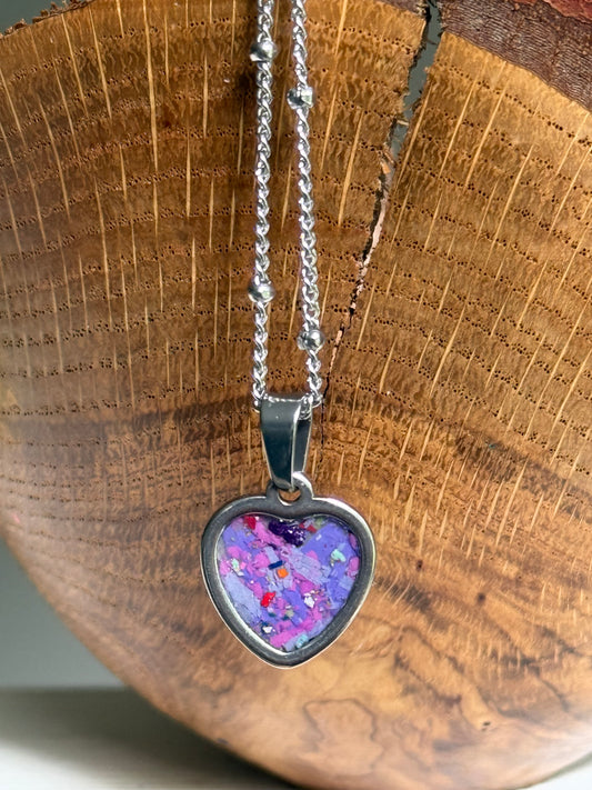 Sarai Small Crayon Heart Pendant (Purples-2)