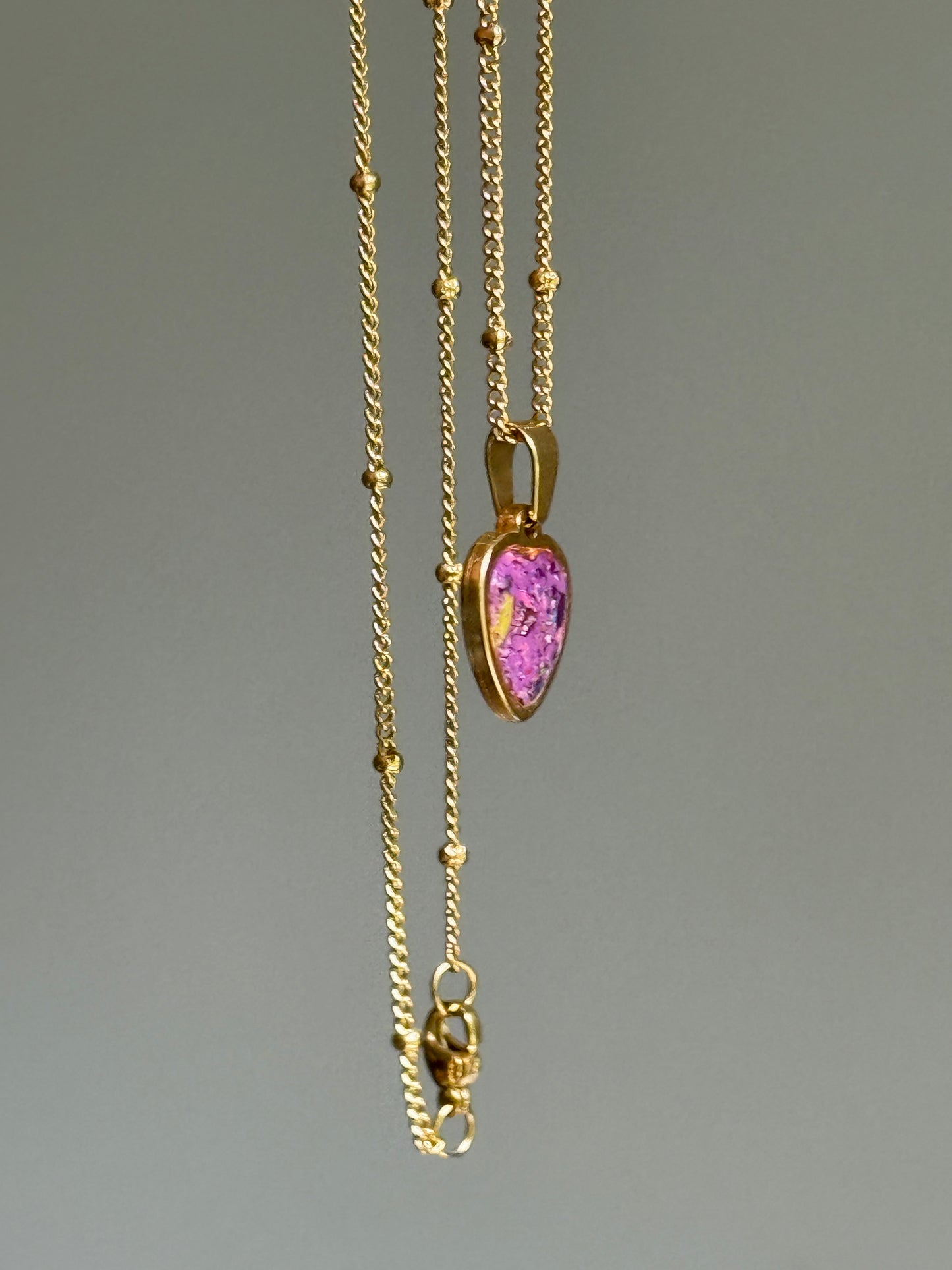 Sarai Small Crayon Heart Pendant (Purples - Gold-2)