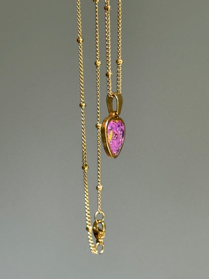 Sarai Small Crayon Heart Pendant (Purples - Gold-2)
