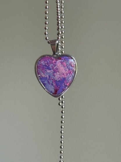 Joy Crayon Heart Pendant (Purples)