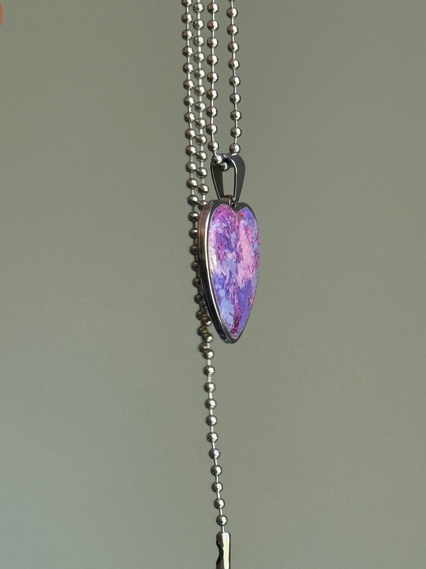 Joy Crayon Heart Pendant (Purples)