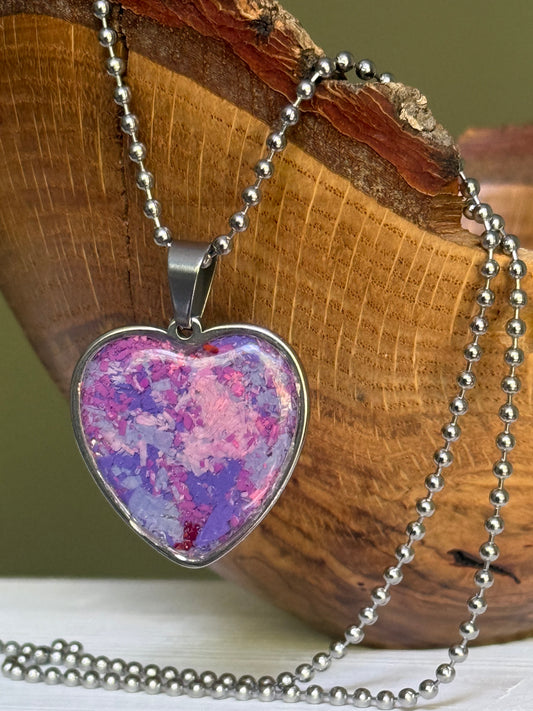 Joy Crayon Heart Pendant (Purples)