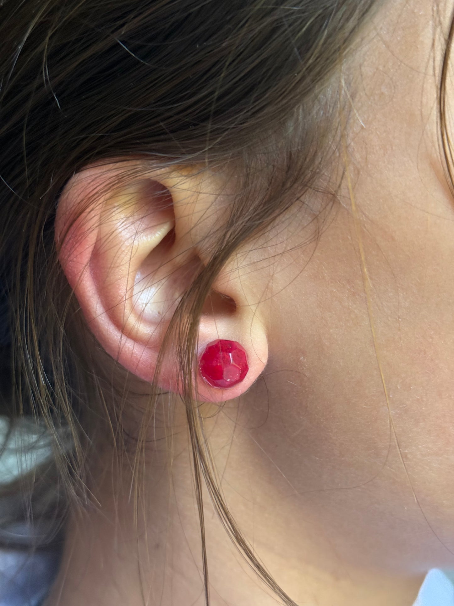 Small Round Gem Studs (Red)