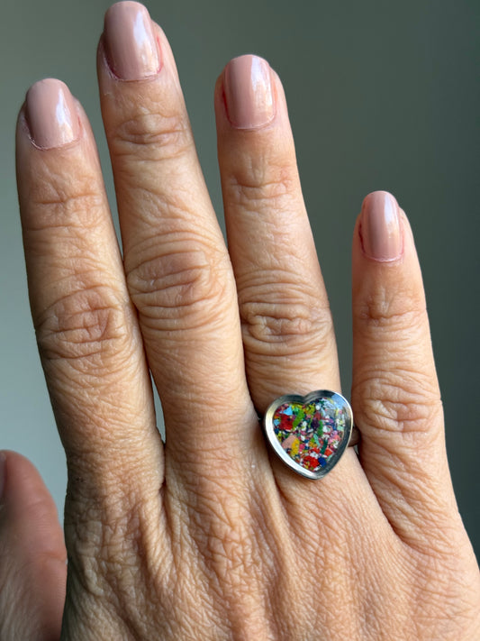 Multicolored Heart Ring