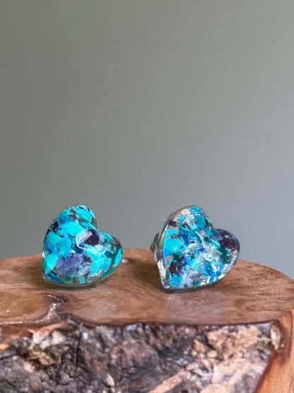 Deep Blue Heart Studs