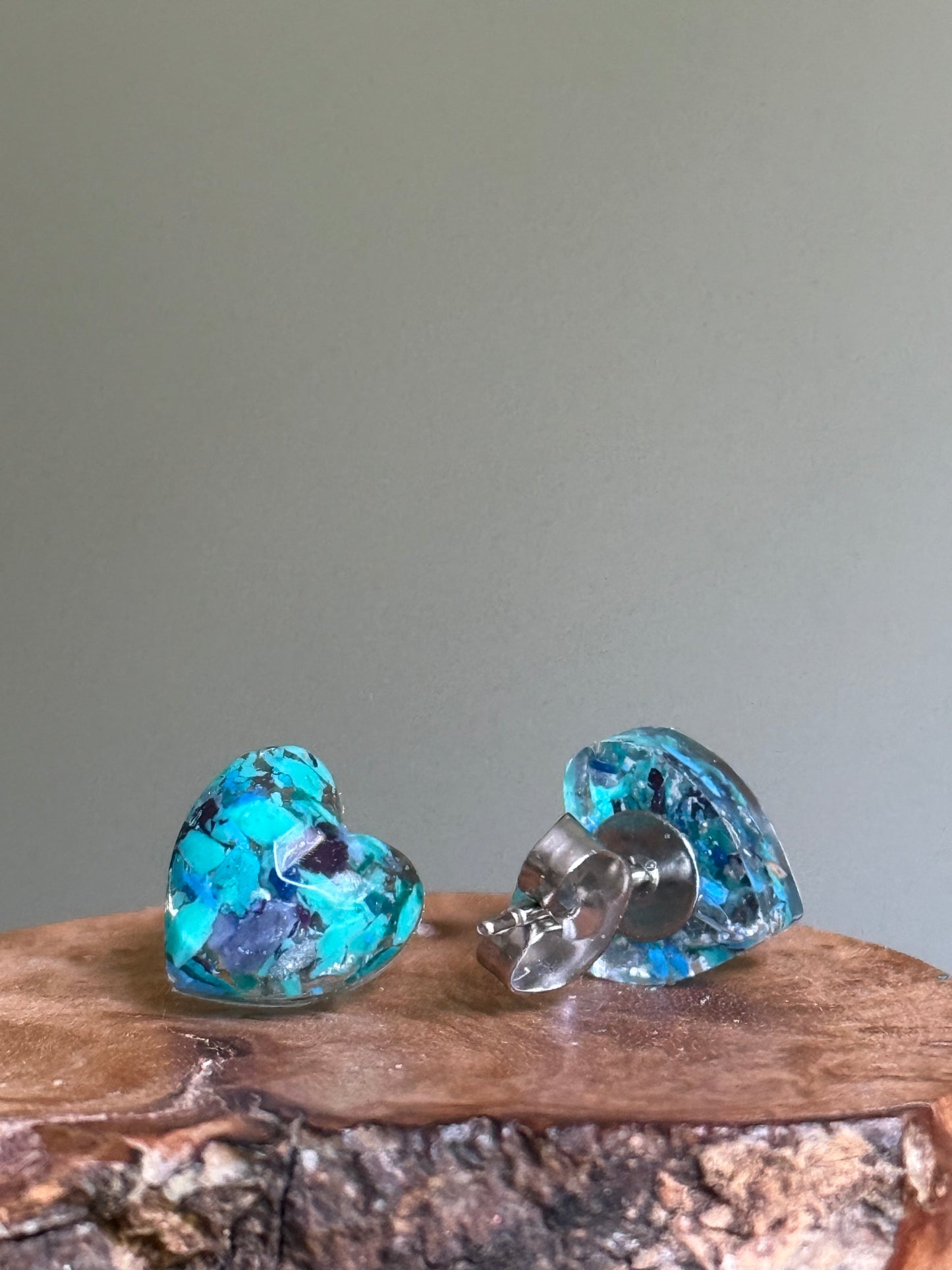 Deep Blue Heart Studs