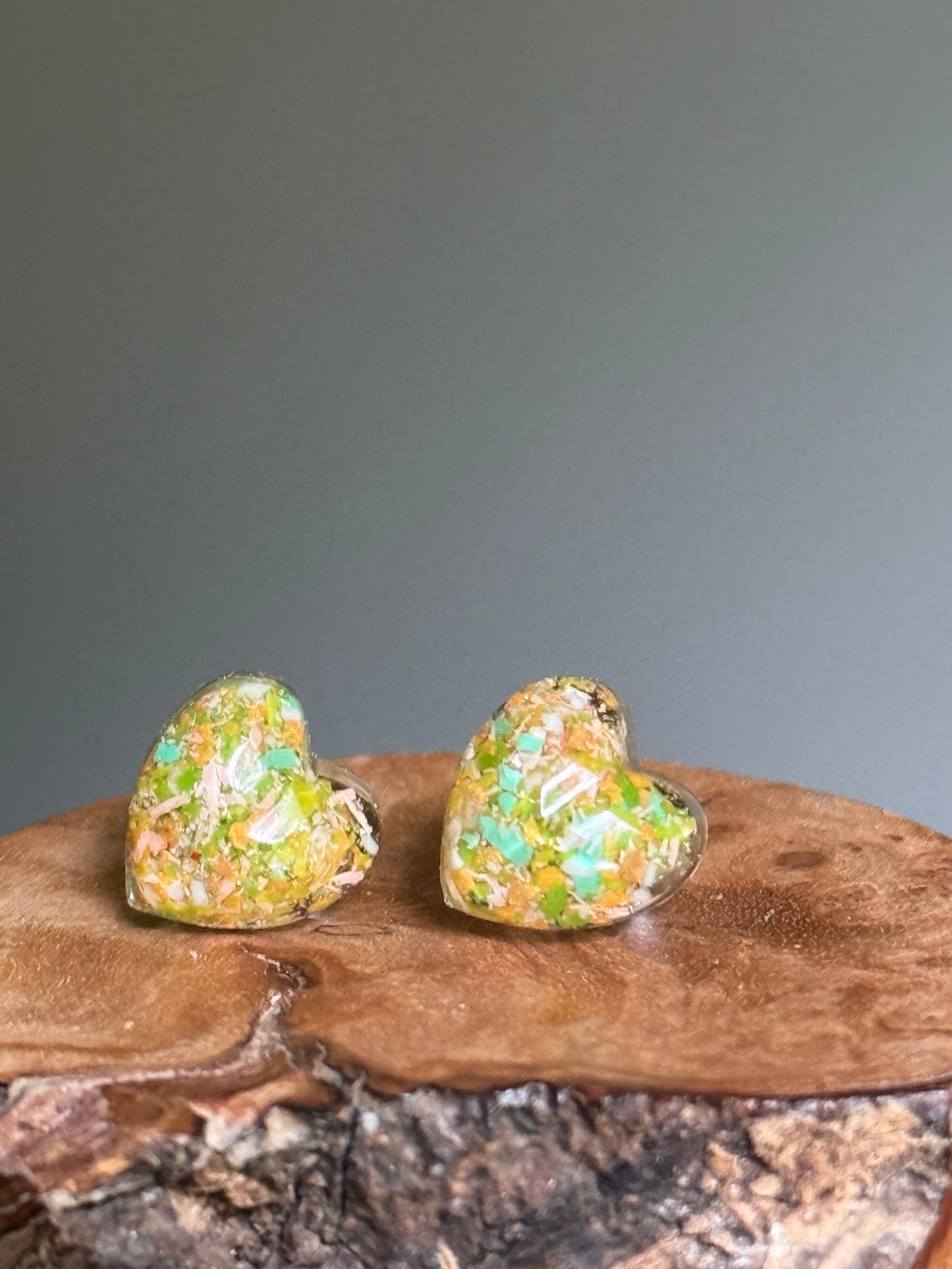 Spring Petals Heart Studs