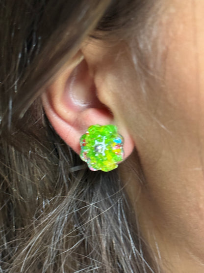 Green Crayon Bloom Studs
