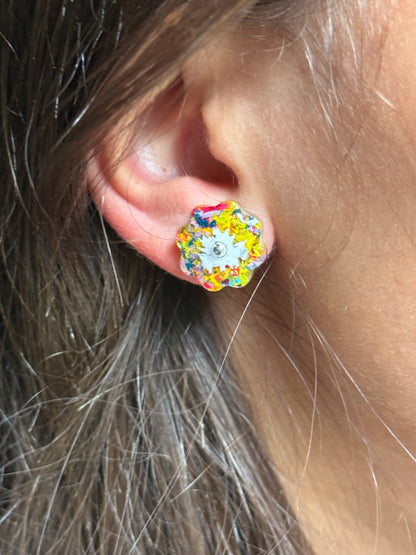 Multicolor Crayon Bloom Studs