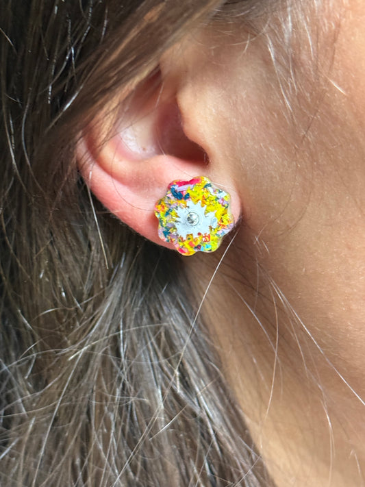 Multicolor Crayon Bloom Studs