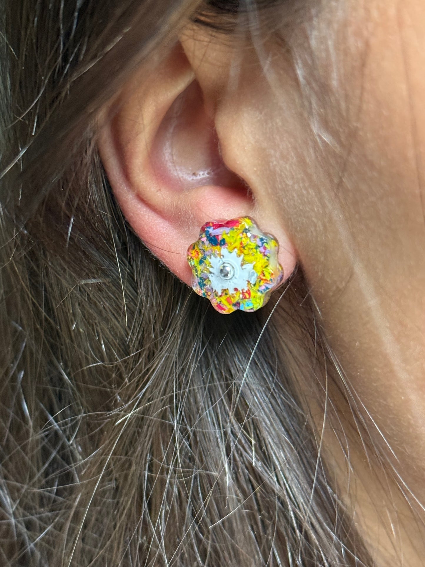 Multicolor Crayon Bloom Studs