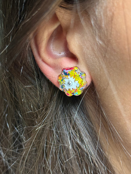 Multicolor Crayon Bloom Studs