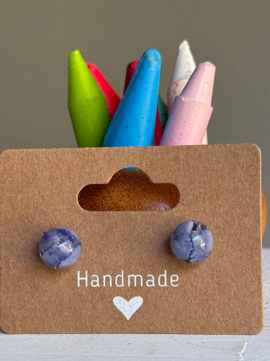 Small Crayon Globe Studs (Lilacs)