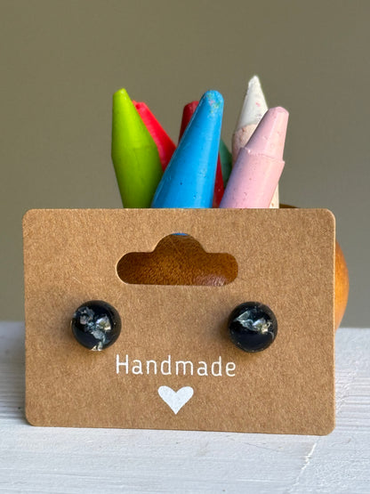 Small Crayon Globe Studs (Black)