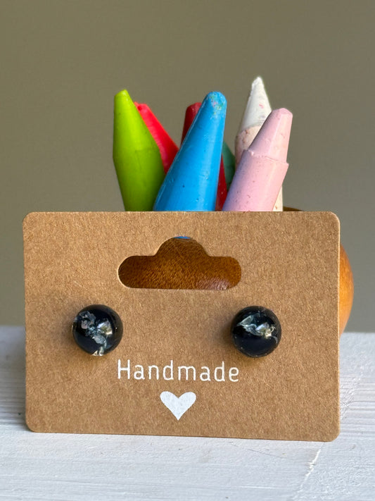 Small Crayon Globe Studs (Black)