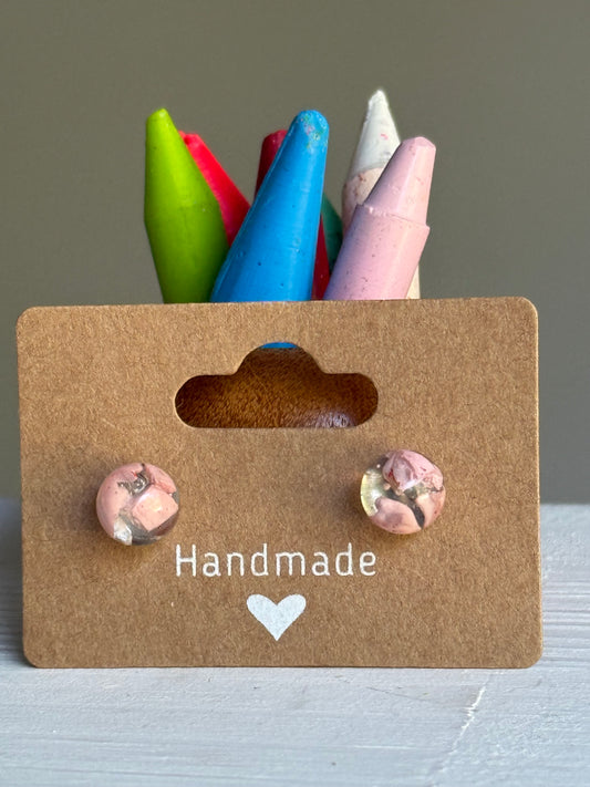 Small Crayon Globe Studs (Light Pink)