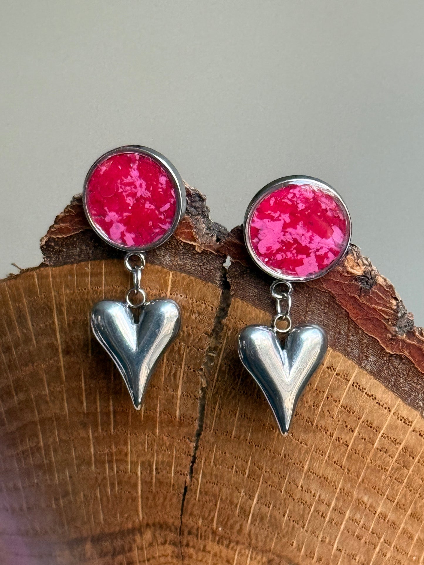 Pink & Red Bubble Heart Earrings