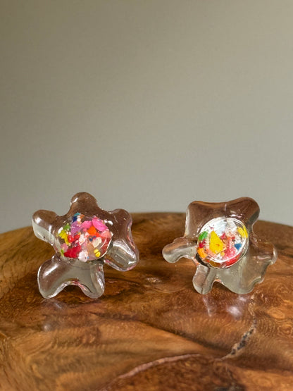 Crayon Snowflake Studs (Multicolor)