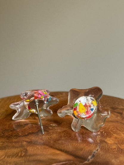 Crayon Snowflake Studs (Multicolor)