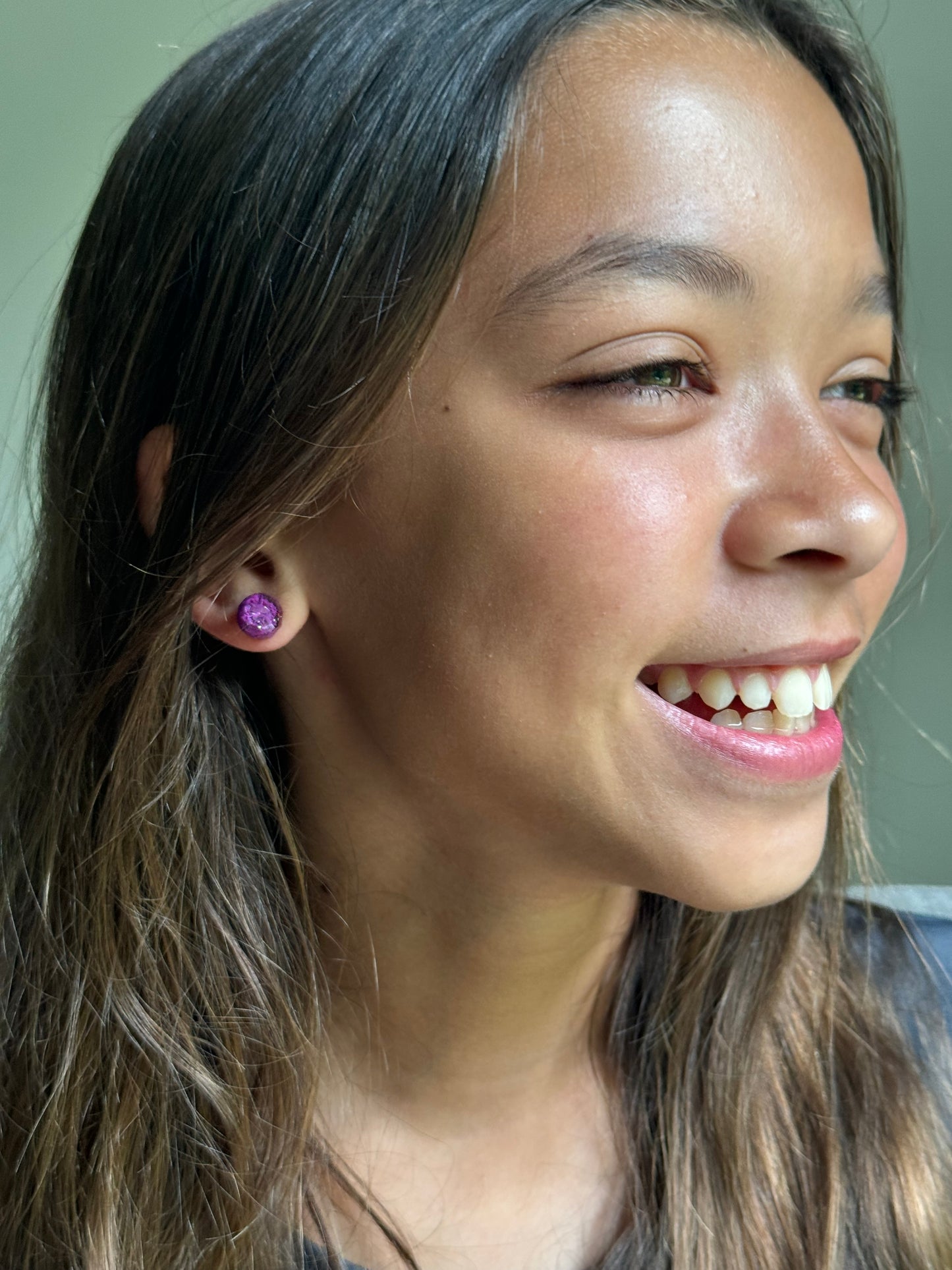 orchid color round studs by crayonfetti