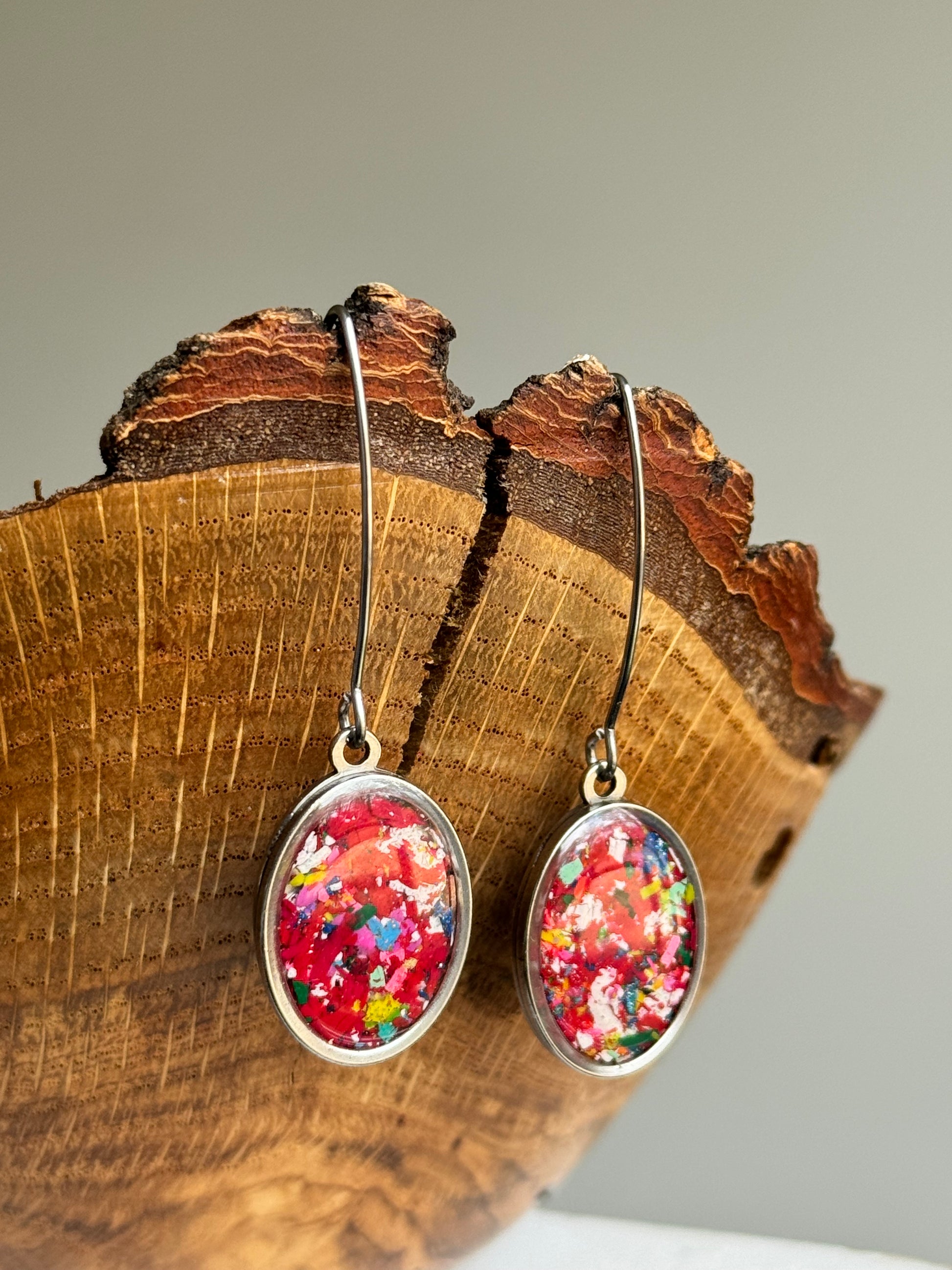 stainless steel earrings crafted with crayons by crayonfetti