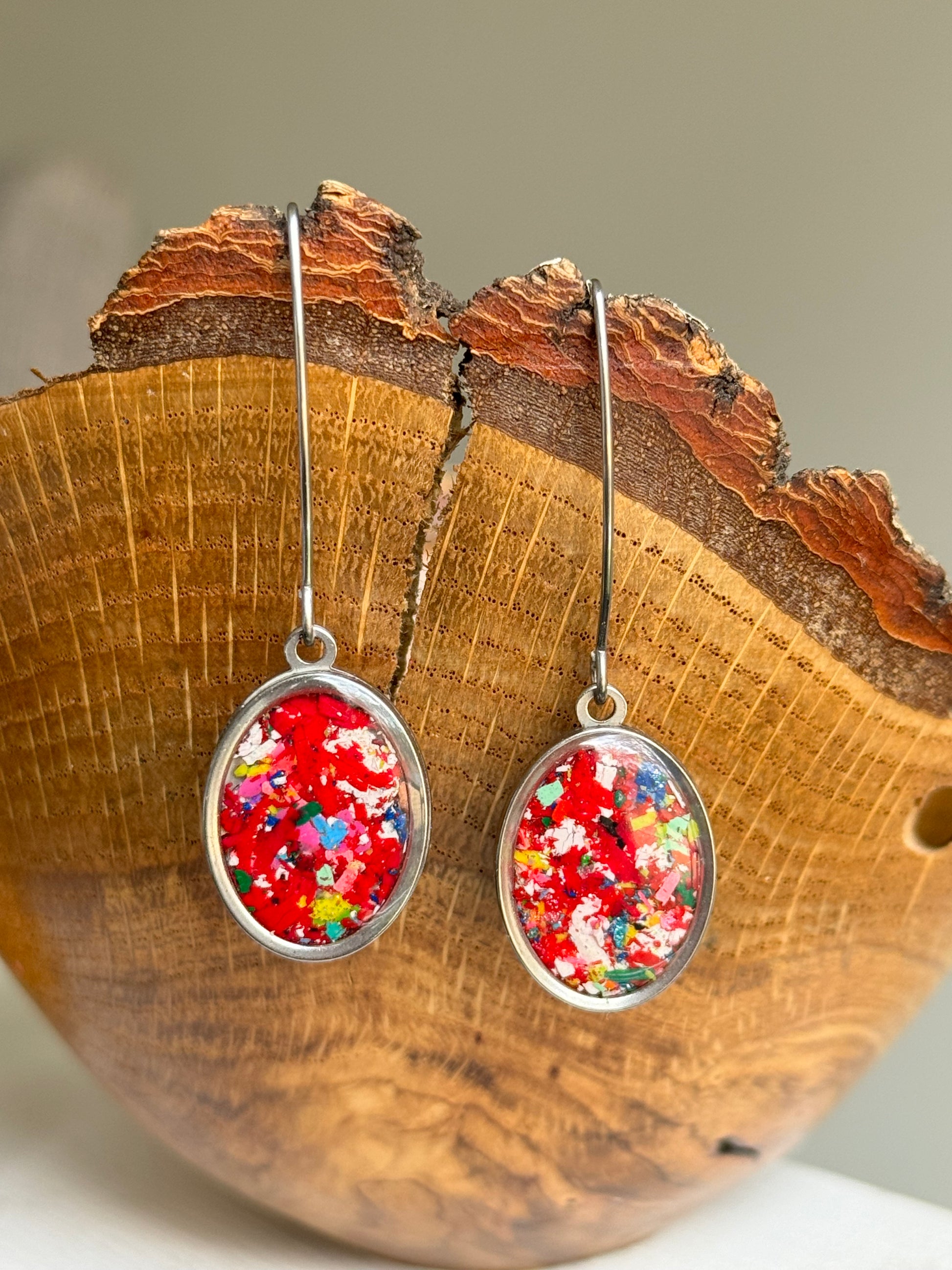 stainless steel earrings crafted with crayons by crayonfetti