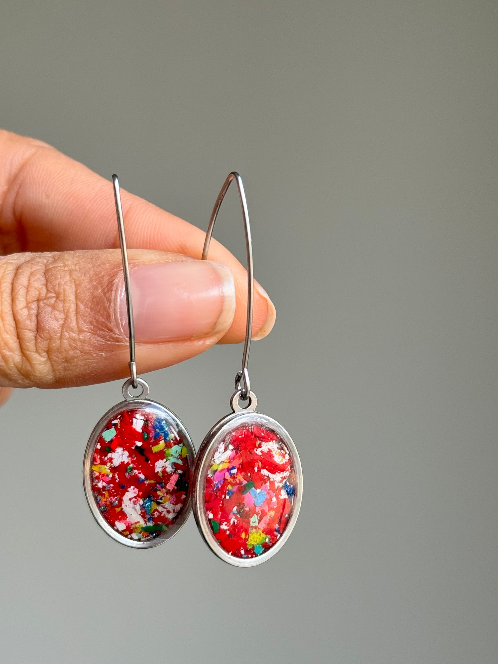 stainless steel earrings crafted with crayons by crayonfetti