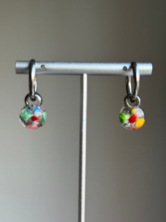 Large Multicolored Crayon Globe Hoops