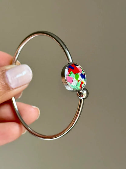 hypoallergenic, round stainless steel cuff bracelet crafted with crayons by crayonfetti