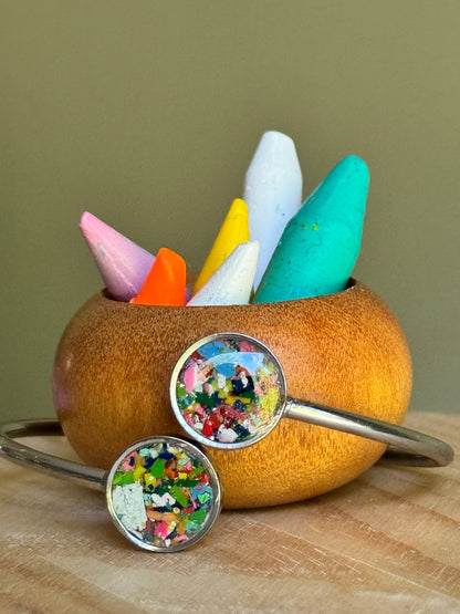 Stainless steel bracelet with crayons.  crayon jewelry by crayonfetti