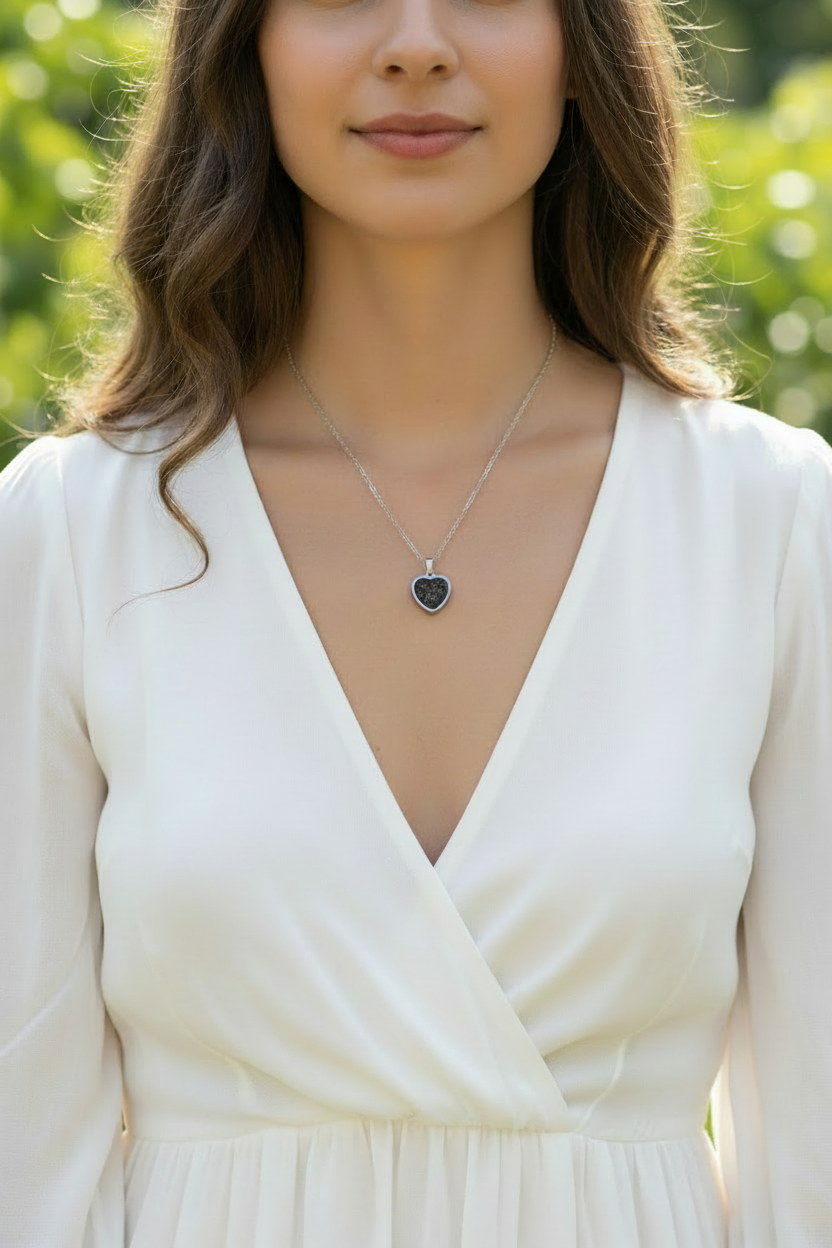 Cosmic Heart Pendant - Sleek Modern Dress
