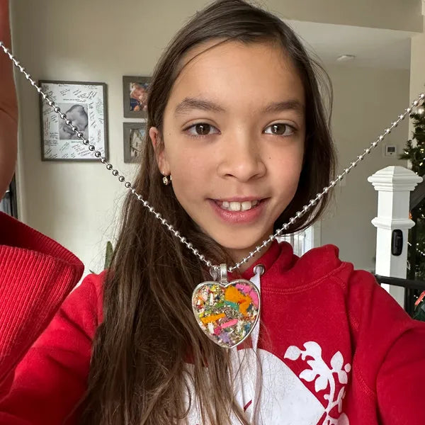 kalen redmon, crayonfetti, crayon jewelry, stainless steel jewelry, crayon art, resin jewelry, teacher gift, heart jewelry