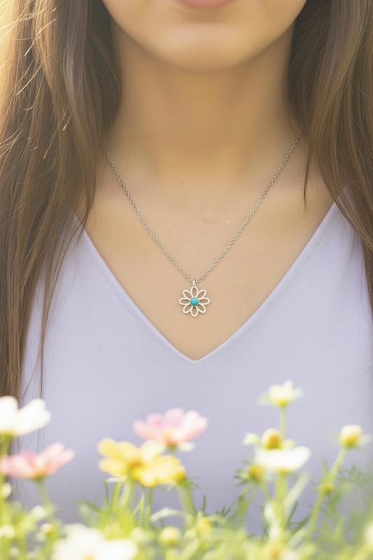 Daisy Pendant - Turquoise Center