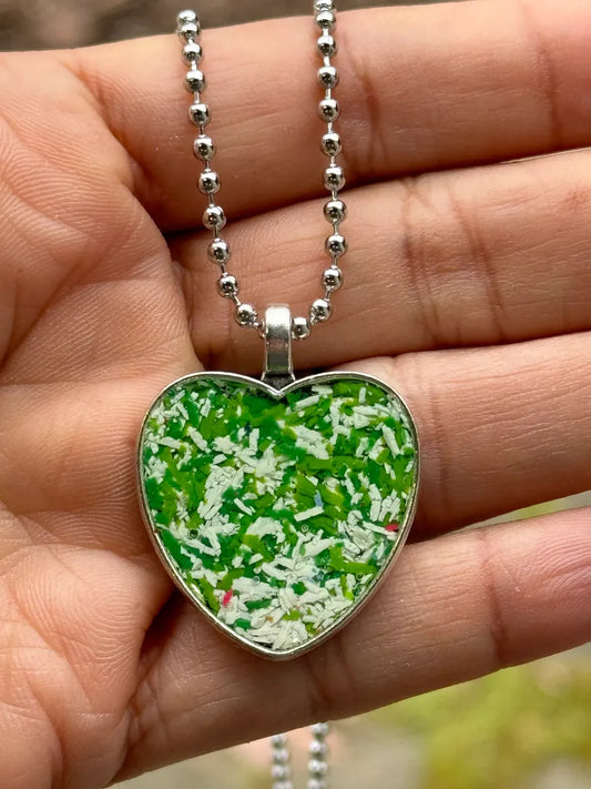 heart pendant filled with crayon shavings by crayonfetti