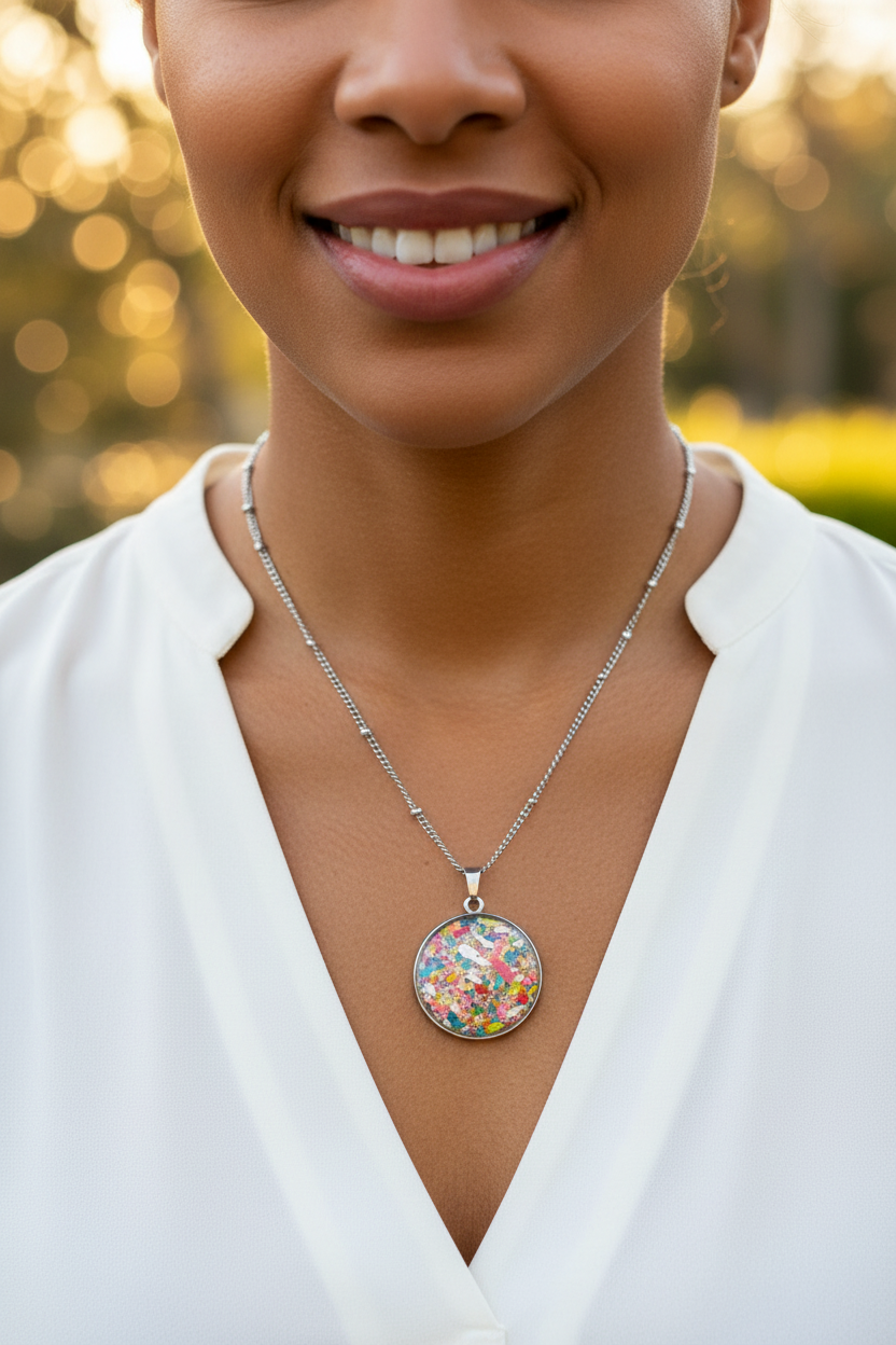 Rainbow Confetti Pendant Ball Chain